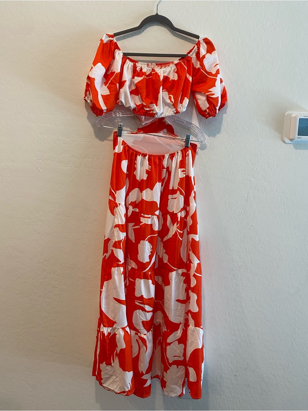 Orange & White Floral Off-Shoulder Maxi Dress - Picture 7 of 8